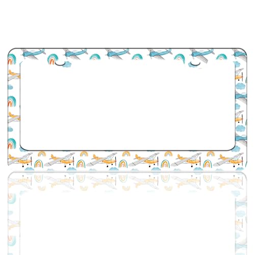 Airplane License Plate Frame Aviation Cartoon Stainless Steel License Plate Holder for Front and Rear Car Tags Funny for Car Decoration Accessories with Screws 6.3 X 12.2 in for Women Men - color: Airplane