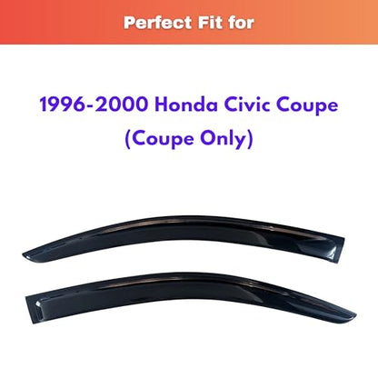 KPY Rain Guards Fit for 1996-2000 Honda Civic Coupe, Out-Channel Window Visors Vent Wind Deflectors 2PC, Car Accessories for 96-00 Civic (Coupe Only) - size: 1996-2000 Civic Coupe