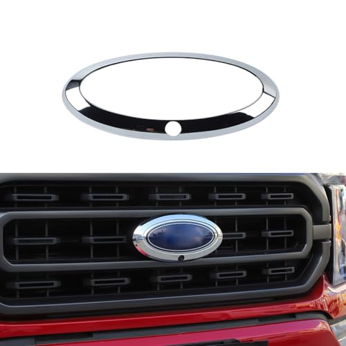 Car Front Grille Nameplate Emblem Trim for Ford F150 F-150 2021-2025 Grill Logo Ring Decoration Cover Exterior Accessories, Chrome with Camera Hole - color: Chrome, size: WITH Camera Hole