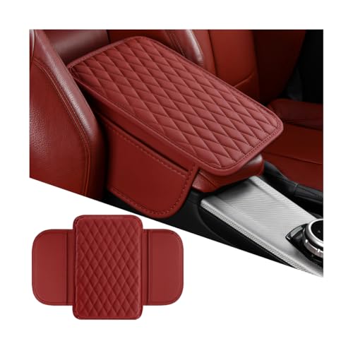 Mandark Car Center Console Cover, Microfiber Leather Vehicle Armrest Protector Cushion with 2 Storage Bags, Auto Interior Arm Rest Seat Box Pad Accessories, Universal for SUV, Sedan, Truck (Wine Red) - color: Wine Red