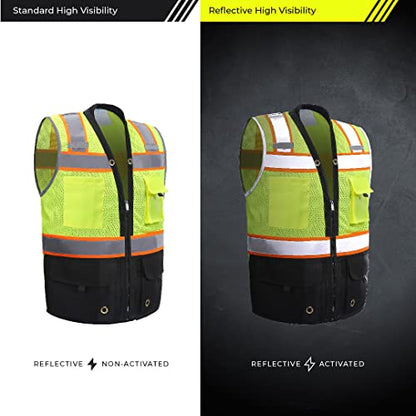 Shine Bright Safety Vest - High Visibility with Reflective Straps and Pockets – Premium, Soft, Durable, and Breathable - color: Black, size: X-Large