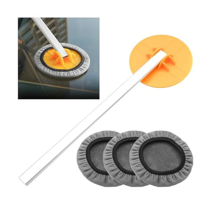 Car Windshield Cleaner Tool, Vehicle Window Cleaning Kit with 3PCS Double Side Microfiber Pads, Auto Glass Detailing Washing Brush for Exterior Interior, Universal for Truck SUV RV