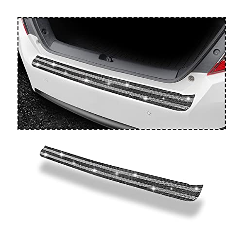 AICEL Car Rear Bumper Protector, Anti-Scratch Trunk Door Entry Guards, Bling Crystal Anti-Collision Adhesive Sticker, Universal Auto Exterior Accessories for Most Cars, SUVs - color: Black/White