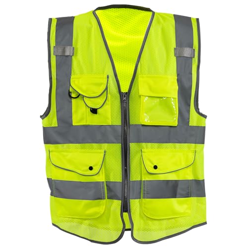 Neiko High Visibility Safety Vest ANSI Class 2, 9 Pockets - size: 4X-Large, style: Mesh
