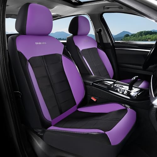 Coverado 3D Air Mesh Front Car Seat Cover, Sports Carbon Fiber Design, Breathable Seat Protectors Airbag Compatible Comfort Universal for Most Cars, Van,Trucks, SUV, Black&Purple - color: Black&Purple, size: Front