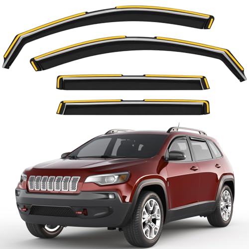 in-Channel Window Rain Guards Fit for Jeep Cherokee 2014-2023, Extra Durable Window Visors Window Deflectors Vent Visors Vent Shades Car Accessories-4 pcs - size: Fit for 2014-2023 Jeep Cherokee