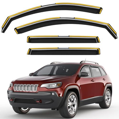in-Channel Window Rain Guards Fit for Jeep Cherokee 2014-2023, Extra Durable Window Visors Window Deflectors Vent Visors Vent Shades Car Accessories-4 pcs - size: Fit for 2014-2023 Jeep Cherokee