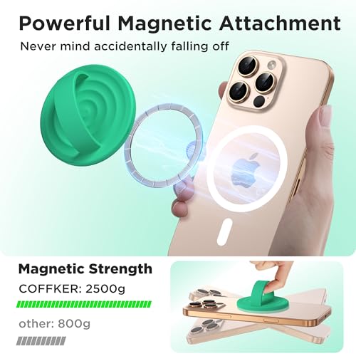 Magnetic Phone Grip Ring Holder, Liquid Silicone Magnet Cell Phone Grip Finger Loop, Compatible with Magsafe, Back of Phone for iPhone 17/16/15/14/13/12 Series, Emerald Green - color: Emerald Green