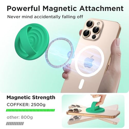 Magnetic Phone Grip Ring Holder, Liquid Silicone Magnet Cell Phone Grip Finger Loop, Compatible with Magsafe, Back of Phone for iPhone 17/16/15/14/13/12 Series, Emerald Green - color: Emerald Green
