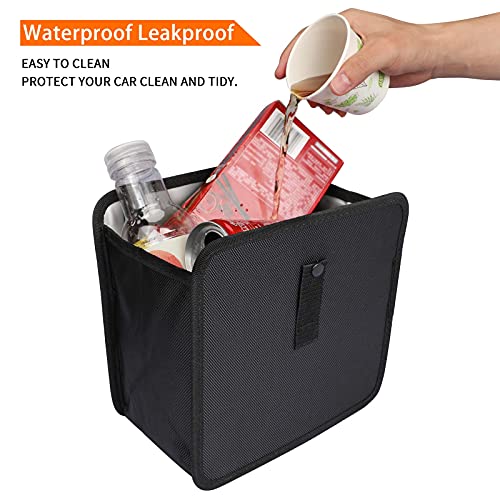 Foldable Hanging Car Trash Can - Large Capacity Waterproof Garbage Bag, Leakproof Storage Organizer for Camping, Interior Accessories (Black)