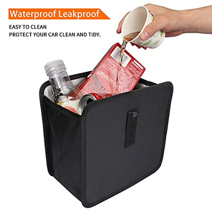 Foldable Hanging Car Trash Can - Large Capacity Waterproof Garbage Bag, Leakproof Storage Organizer for Camping, Interior Accessories (Black)
