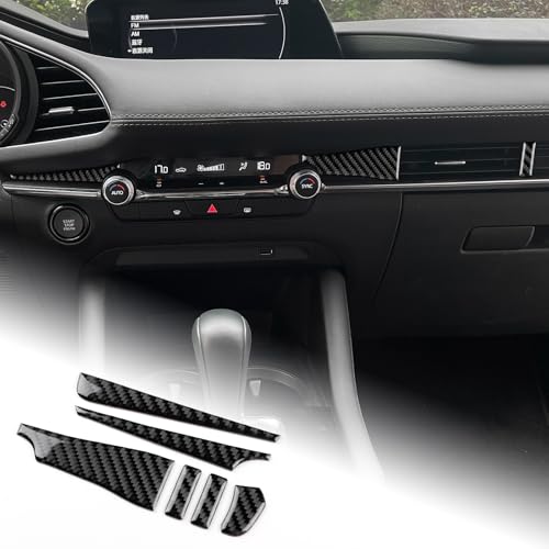 AIRSPEED Carbon Fiber for Mazda 3 Axela 2019-2025 Center Console Air Vent Outlet Panel Cover Interior Trim Accessory, Black - color: Air Vent Outlet Panel