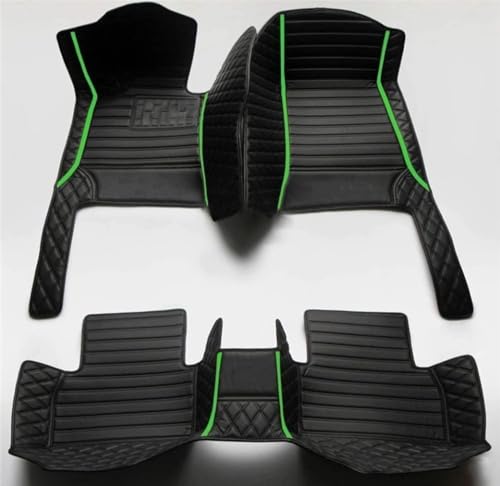 Custom Personalized Floor Mats for Cars，Luxury Full Coverage All Weather Car Floor Mats，Anti-Slip Leather Car Mat Set ，Custom Floor Mats for 99% of Cars, Trucks & SUVs (All Black Green) - color: All black green