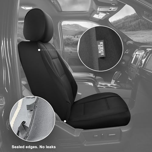 GIANT PANDA Neoprene Full Set Car Seat Covers, Leak-Proof & Waterproof Front&Rear/Back Car Seat Protector Fit 95% Cars Sedans SUV（Grey/Gary+Black） - color: Grey&Black, size: Full Set
