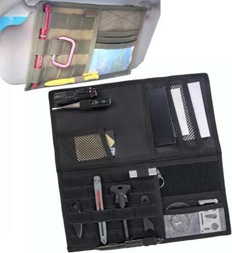 Large Molle Visor Organizer, Tactical Visor Organizer, Car Sun Visor Organizer Truck Accessories for Men, Tactical Gear for Men (Black) - color: Black