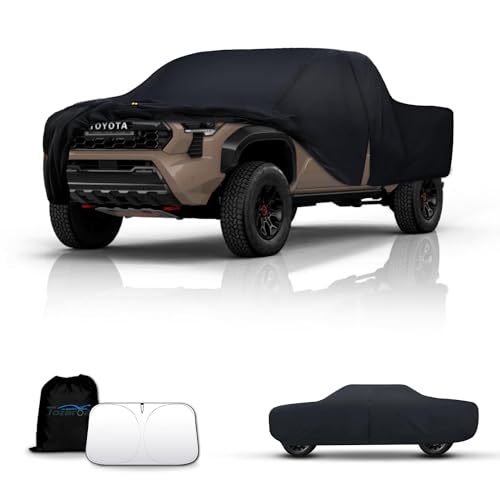 Car Cover Waterproof All-Weather,Outdoor Full Exterior Automobiles Truck(Length up to 210 inch) with Windshield Sun Shade Universal Fit Nissan Frontier,Ford F100,Chevy C10 S10 etc - size: Fit Truck up to 210 inch(PK-M)