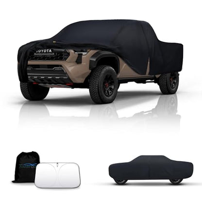 Car Cover Waterproof All-Weather,Outdoor Full Exterior Automobiles Truck(Length up to 210 inch) with Windshield Sun Shade Universal Fit Nissan Frontier,Ford F100,Chevy C10 S10 etc - size: Fit Truck up to 210 inch(PK-M)