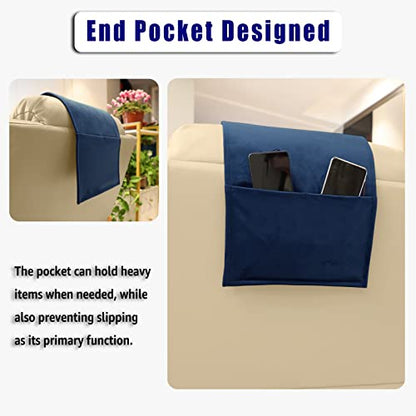 Adjustable Headrest Pillow for Recliners and Armchairs - Non-Slip Velvet Cushion for Neck Support and Pain Relief (Navy) - color: Navy