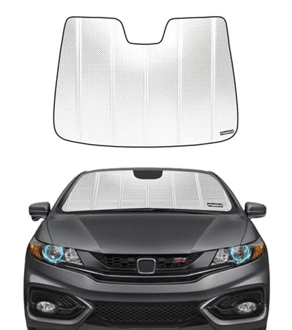 Pigenius Windshield Sun Shade for Honda Civic Sedan 2012-2015. Reflective Aluminum Film Front Window Sunshade - BLAZBLOCK - color: Classic Shiny Silver, size: 2012-2015 Sedan