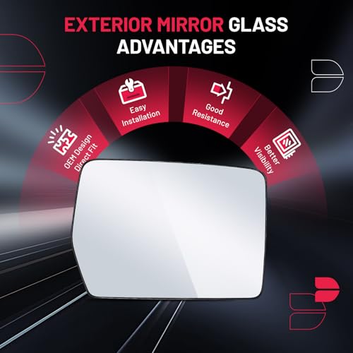 BDFHYK Mirror Glass Compatible with F150 2004-2014 Side View Heated Convex Mirror Glass with Backing Plate, Replaces 4L3Z-17K707-DA, 4L3Z17K707DA, Heated (Right Side) - size: Right Passenger Side, style: 2004-2014 F-150
