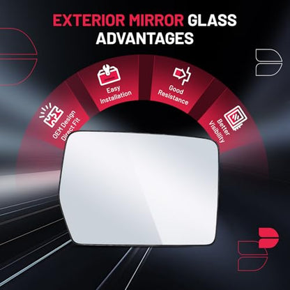 BDFHYK Mirror Glass Compatible with F150 2004-2014 Side View Heated Convex Mirror Glass with Backing Plate, Replaces 4L3Z-17K707-DA, 4L3Z17K707DA, Heated (Right Side) - size: Right Passenger Side, style: 2004-2014 F-150