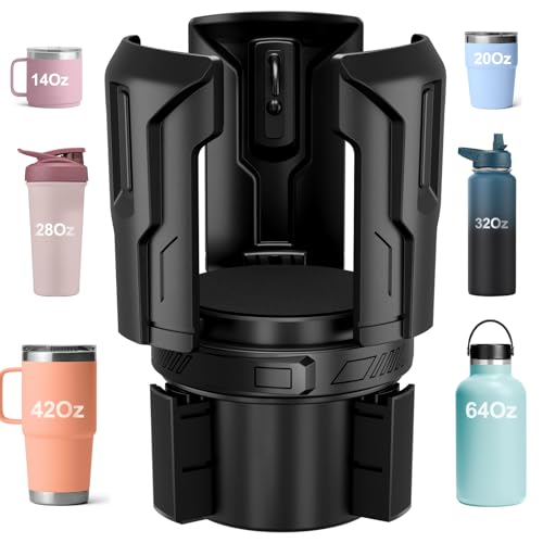 Cup Holder Expander (Adjustable Holder & Base, Auto-Fit Hold, One Button Open), Car Cup Holder Expander for Yeti, Hydro Flask, Nalgene, Owala, Bottles in 2.6"- 4.8" (Black, 1 Pack) - color: Black, size: 1 Pack