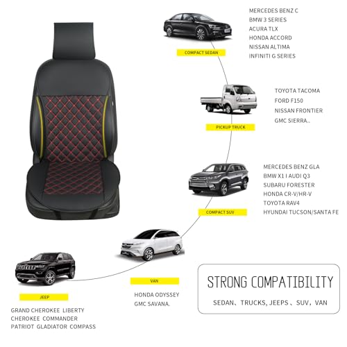 2pcs Car Seat Covers,Leather Water Proof Material No Slip Soft Car Seat Protector Side not Wrapped,for Car with Airbags,Seat Covers Universal for Most Automotive,Suvs,Vans,Trucks (Black-Red) - color: Black-Red