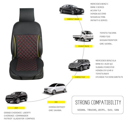 2pcs Car Seat Covers,Leather Water Proof Material No Slip Soft Car Seat Protector Side not Wrapped,for Car with Airbags,Seat Covers Universal for Most Automotive,Suvs,Vans,Trucks (Black-Red) - color: Black-Red