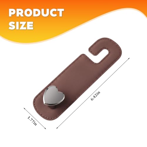 2PCS Car Seat Headrest Hook, Cute Heart Vehicle Backseat Purse Bag Hanger Organizer, Auto Seat Back Storage Holder for Groceries Coats Umbrellas, Universal for Vehicles (Brown)