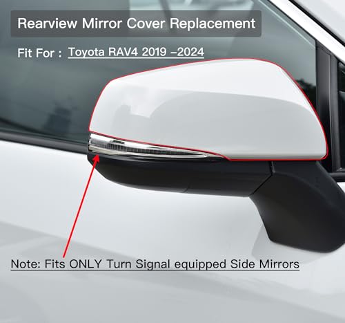 Left Driver Side Mirror Cover Cap Compatible with Toyota Rav4 2019-2024 Pearl White - color: Pearl White, size: Left Driver Side