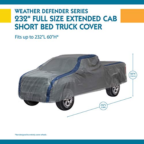 DUCKCOVERS Weather Defender Pickup Truck Cover, Fits Extended Cab Short Bed Trucks up to 19 ft. 4 in. L - size: 232"L x 60"H