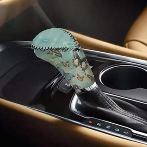 Jeiento Butterfly Cat Car Shift Knob Cover Handbreak Covers Anti Slip Dust Poor Gear Shifter Stick Protector Soft and Breathable Universal Fit SUV Trunk Vehicles - color: Butterfly