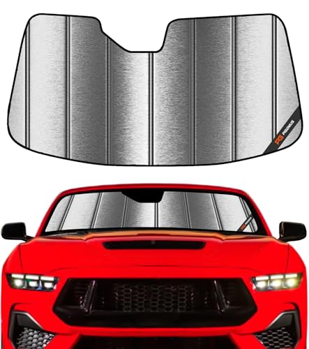Pigenius Windshield Sun Shade for Ford Mustang 2024-2026 Custom Front Window Sunshade - Metallic - color: Metallic Silver, size: 2024-2026