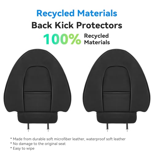 2026 Upgraded Leather Seat Back Kick Protector for Tesla Model Y/3/S/X Accessories (Includes 2026 Model Y Juniper & Model 3 Highland), Wear-Resistant Kick Mats with Organizer Pocket (Set of 2)