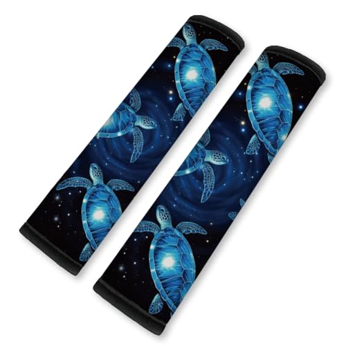 2Pcs Soft Auto Seat Belt Cover Pad Neon Galaxy Sea Turtle Print Colorful Car Seatbelt Shoulder Cushion for Comfortable Driving, Compatible with All Cars' Seatbelt and Backpack Straps - color: Turtle