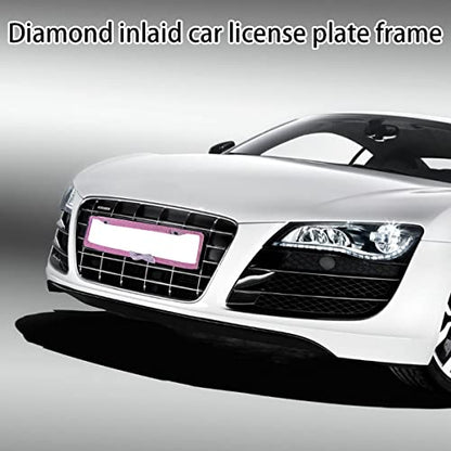 AUCELI Bling License Plate Frame, 2 Pack Stainless Steel Crystal Bow Car Plate Covers, US Vehicle License Bracket Holder with Rhinestone Mounting Bolts, Sparkly Car Accessories for Women (Pink/White) - color: Pink/White