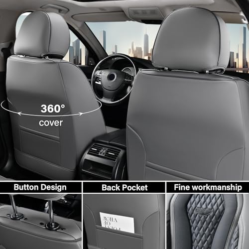 Coverado Car Seat Covers Full Set, Black Seat Covers, Automotive Car Seat Cover, Car Seat Cushion, Car Seat Covers Front Seats Back Seat Covers, Car Seat Protector Universal Fit Most Cars - color: Gray/Black, size: FrontPair