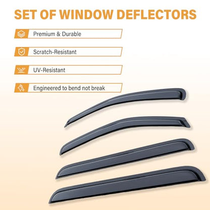 Rain Guards Compatible with 2005-2012 Nissan Pathfinder, Acrylic Slim Style Window Visor Rain Guard, Side Window Deﬂector for Nissan Pathfinder Accessories 4Pcs, 2006 2007 2008 2009 2010 2011