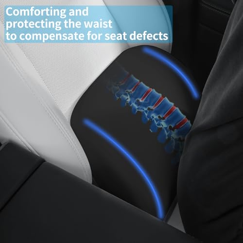 TOPABYTE Lumbar Support Pillow Ergonomic Memory Foam Lumbar Pillow for Lower Back Pain Relief - Back Cushion for Driving, Chair Support for Car, Office & Gaming Chairs (Black, 1PC)