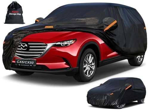 Kayme 7 Layers SUV Car Cover Custom Fit for Mazda CX-5 CX5 (2012-2025) Waterproof All Weather for Automobiles, Outdoor Full Cover Rain Sun UV Protection.Black - color: PE-Black, size: Custom Fit Mazda CX-5