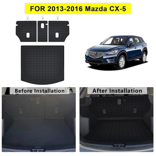 Cargo Mat for 2013-2016 Mazda CX-5 with Backrest Mat,TPE All Weather Protection for CX5 Trunk Mat Covering the Backrest Mat with Velcro Fastener Accessories - size: For 2013-2016 CX-5 Cargo Mat