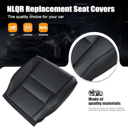 NLQR Driver and Passenger Side Bottom & Top Lean Back Replacement Seat Covers Leather Black Compatible with Honda CRV 2007 2008 2009 2010 2011 - color: Black