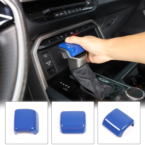 Aunginsy Car Gear Shifter Hand Brake Cover Trim Compatible with Toyota Tundra 2022+, Sequoia 2023+ & Tacoma 2024+, Automatic Center Console Gear Shift Head Knob Scratch Protector Cover ABS Accessories - color: Blue(A)
