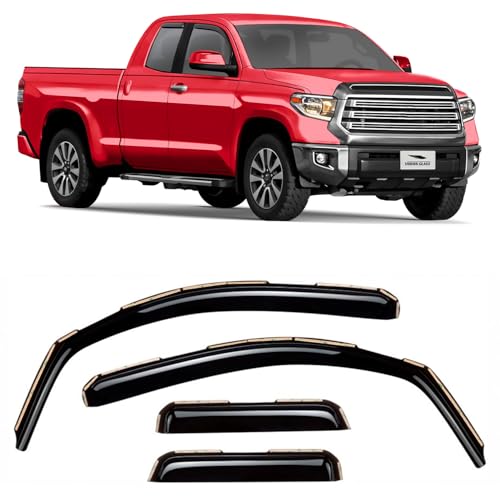 Voron Glass in-Channel Extra Durable Rain Guards for Trucks Toyota Tundra 2007-2021 Double Cab, Window Deflectors, Vent Window Visors, 4 Pieces - 230082 - color: For Tundra 07-21