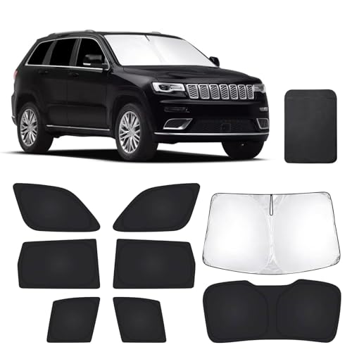 8 PCS Car Window Shades for Jeep Grand Cherokee 2011-2021 Accessories, UV Heat & Privacy Protection, Foldable Thickened Full Set Windshield Side Rear Window Sun Shade Covers for Camping Napping - size: for Jeep Grand Cherokee 2011-2021