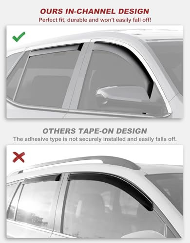 in-Channel Window Rain Guards Fit for GMC Terrain 2018-2024, Extra Durable Window Visors Window Deflectors Vent Visors Vent Shades Car Accessories-4 pcs - size: Fit for 2018-2024 GMC Terrain