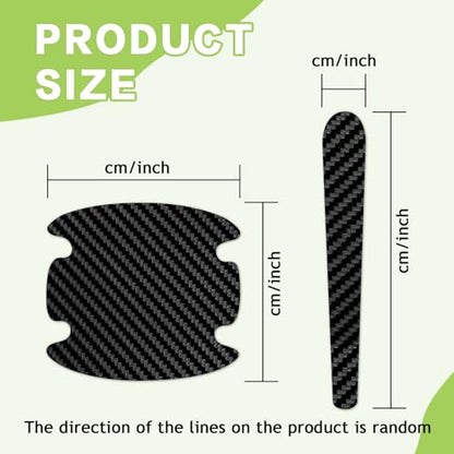 8PCS Car Door Handle Scratch Protector, Carbon Fiber Handle Bowl Sticker, Door Protective Film (Black) - color: Black