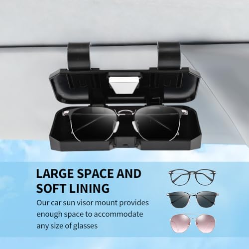Sunglass Holder for Car Visor Clip, Sunglasses Case for Car Sun Visor Glasses Storage Box Car Sunglass Holder Car Visor Accessories Suitable for Truck and Sedan to Place Sunglass