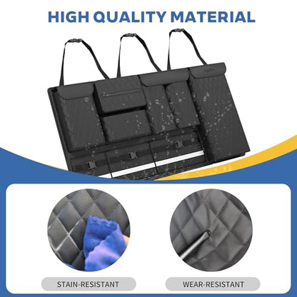 Backseat Hanging Organizer with Large Storage Bags | PU Leather, Large Capacity | Adjustable Straps, Waterproof & Collapsible | Universal Fit for SUVs, Sedans & Trucks | Black, 37.8" x 18.1" - P810 - color: Leather-Black