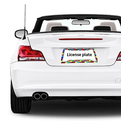 Colourful Autism Puzzle License Plate Frame 2 Pack License Plate Holder Universal Aluminum License Plate Cover Car Accessories for Men Women - color: Colourful Autism Puzzle